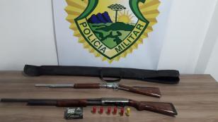 Em Fazenda Rio Grande, na RMC, PM prende homem e apreende duas espingardas e munições