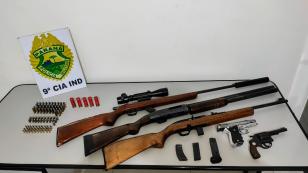 PM prende homem e apreende 98 munições e cinco armas de fogo no Noroeste do estado