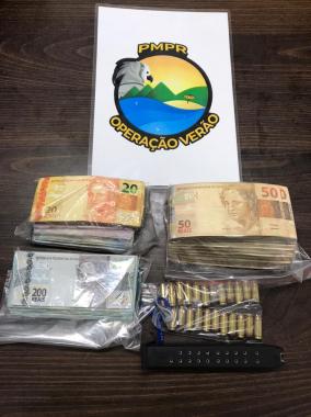 Homem faz ameaças e acaba preso com munições e mais de R$ 31 mil em dinheiro em Matinhos