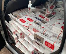 BPRv apreende mais de sete mil maços de cigarros contrabandeados e recupera veículo em Iporã; dois homens são presos