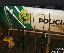 Polícia Ambiental apreende seis armas e prende dois homens por caça ilegal em São João do Ivaí, no Centro-Norte do estado