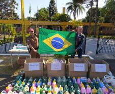 Batalhão Rodoviário da PM recebe doação de materiais de higiene para auxiliar no combate ao coronavírus