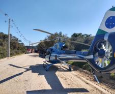 Helicóptero do BPMOA presta apoio em acidente de trânsito e encaminha vítima para o Hospital do Rocio na RMC
