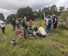 BPMOA socorre homem que caiu da Pedra da Baleia em Matinhos (PR) e vítima de acidente de trânsito em Palmeiras (PR)
