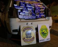Em Mercedes (PR), ação integrada entre policiais militares e federais resulta na apreensão de carga de cigarros avaliada em R$ 100 mil