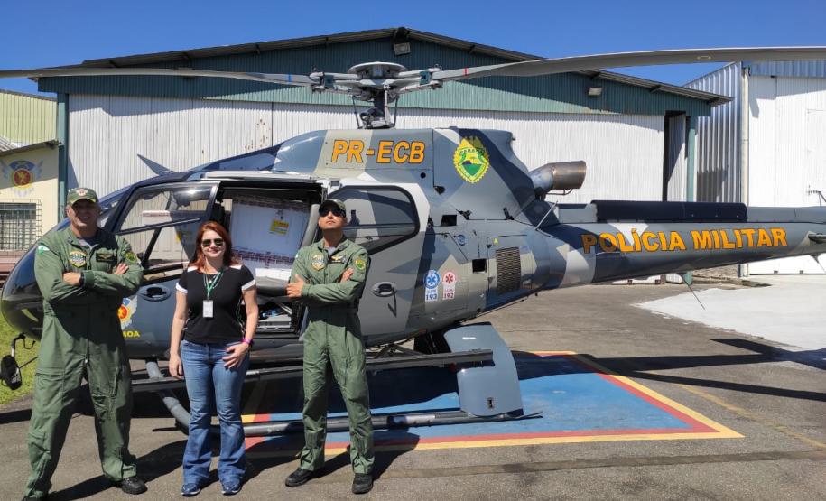 Aeronave da PM auxilia no transporte de vacinas contra a gripe em locais distantes do Paraná