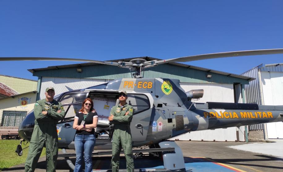 Aeronave da PM auxilia no transporte de vacinas contra a gripe em locais distantes do Paraná