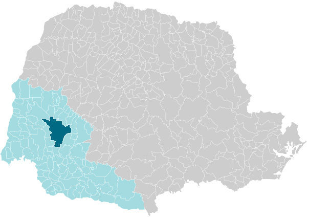 Mapa de municípios da região de Cascavel