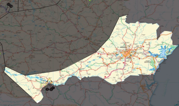 Mapa da Área de Atuação da 1ª Companhia do BPRv