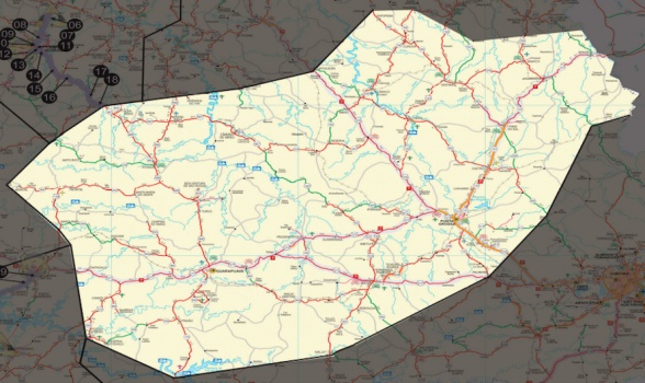 Mapa da Área de Atuação da 5ª Companhia do BPRv