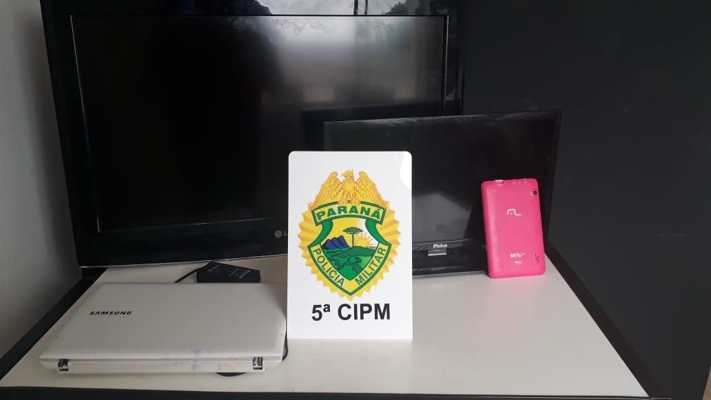 Em Cianorte (PR), PM recupera objetos de furto e encaminha cinco pessoas à Delegacia