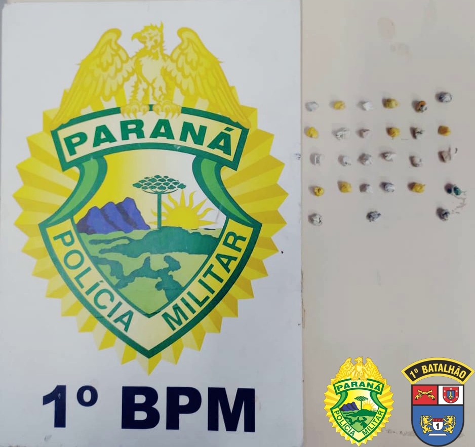 Nos Campos Gerais, PM encaminha duas pessoas e apreende 49 pedras de crack