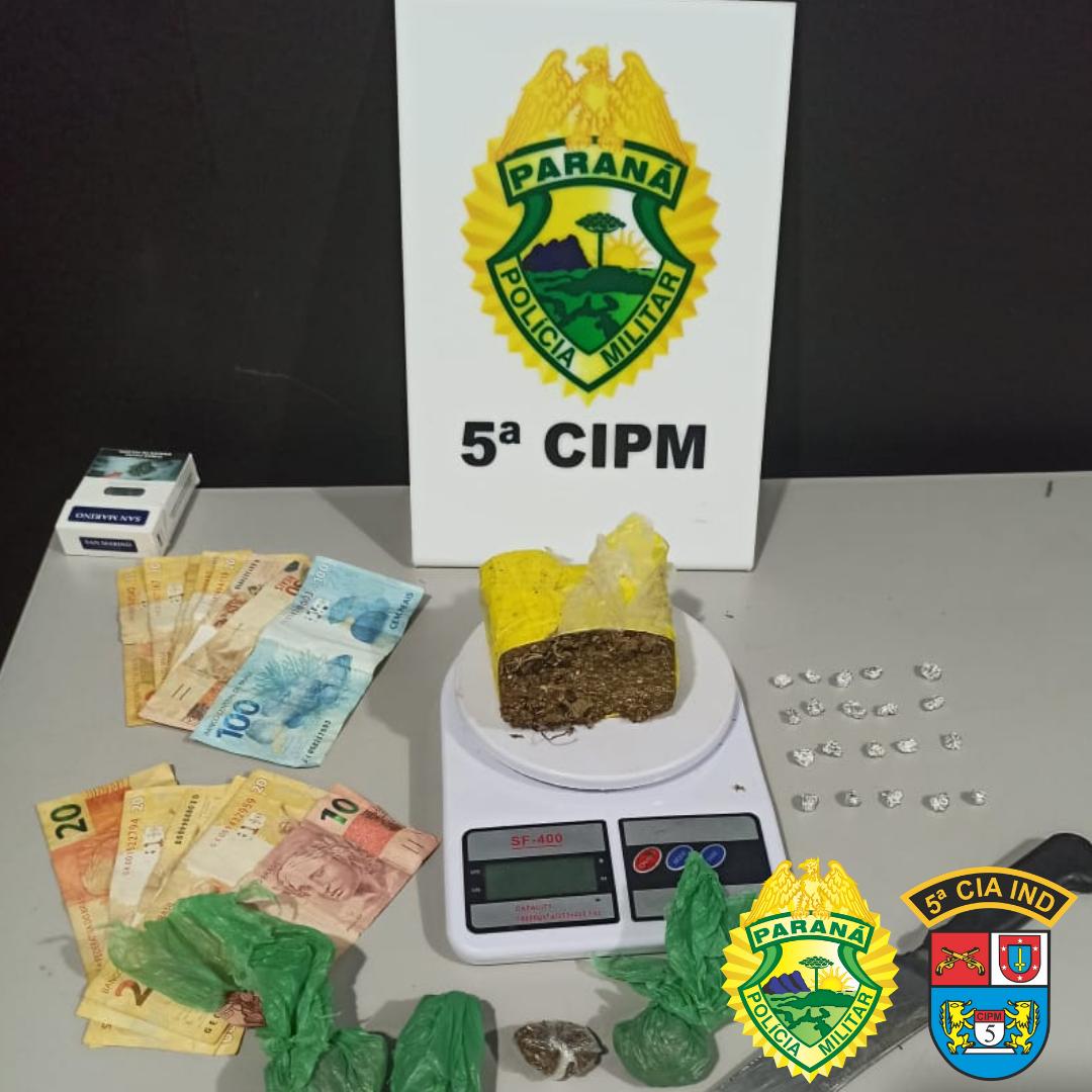 Cão policial da PM entrega esquema de suspeitos ao localizar crack escondido embaixo de uma pedra, em Cianorte (PR)