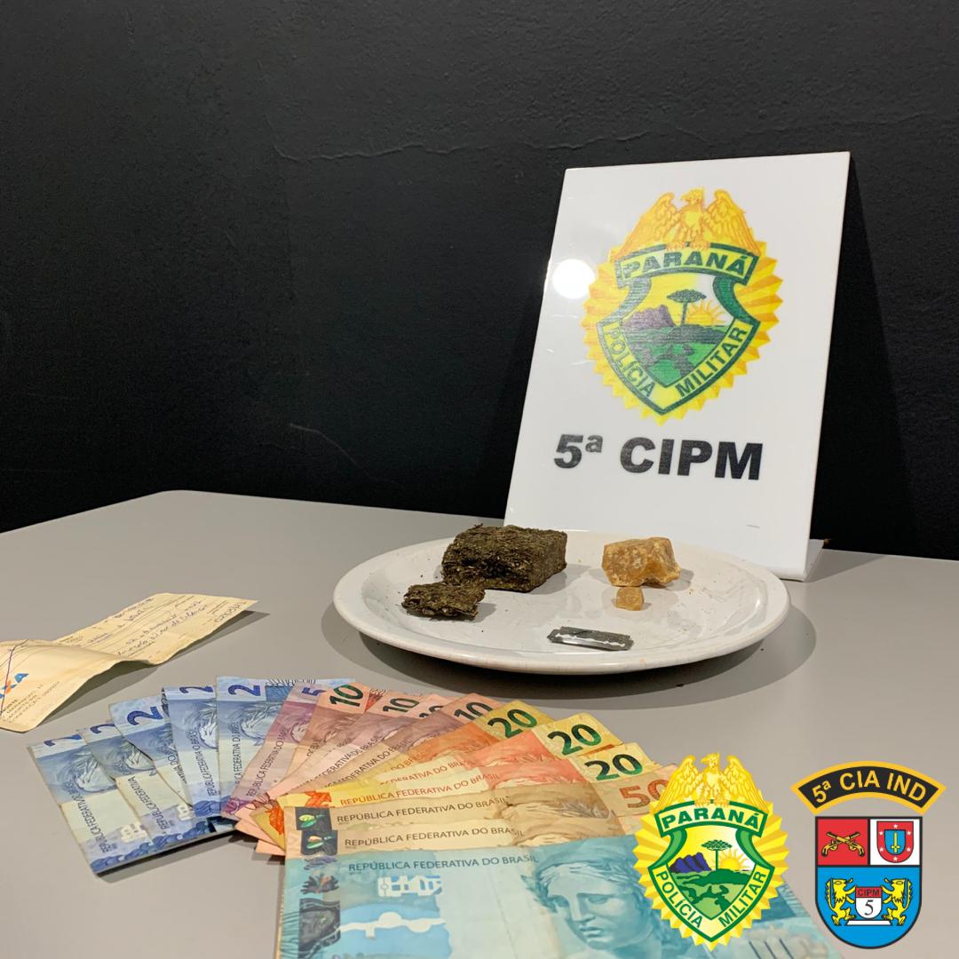 Em Cianorte (PR), PM encaminha homem e adolescente ao serem flagrados com drogas