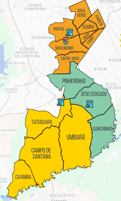 Mapa da área do 13° BPM