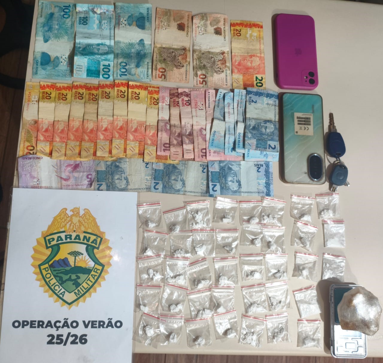 Casal é preso por tráfico de drogas durante ação da PMPR no Balneário Shangri-lá