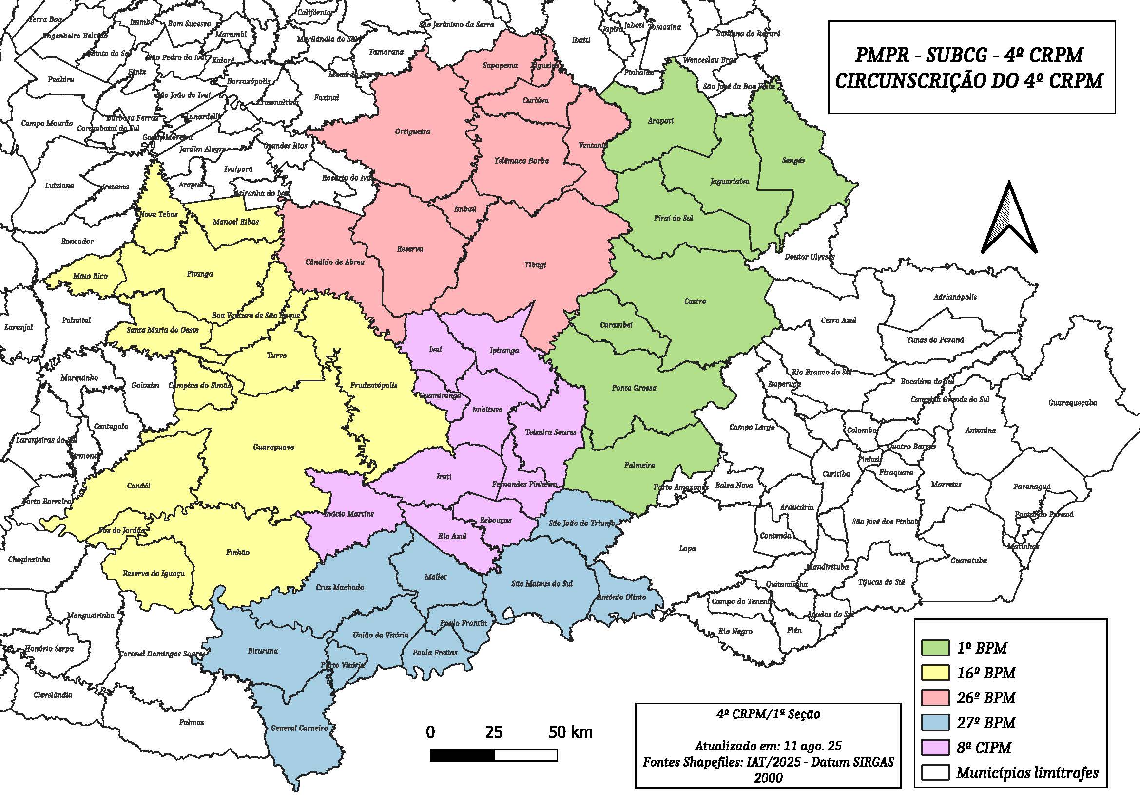 mapa area de atuação 4ºCRPM