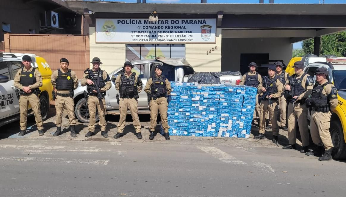 PMPR apreende 2,4 mil maços de cigarros e prende homem após fuga em Mallet