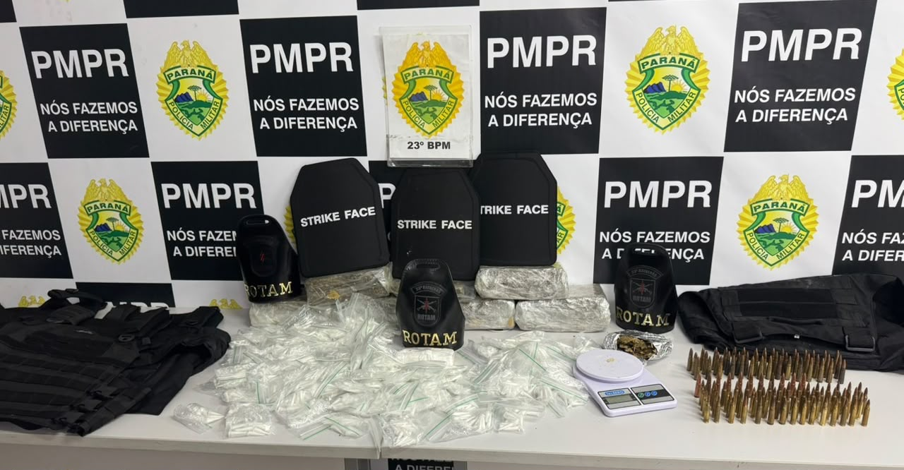 PMPR prende homem com drogas, munições e equipamentos balísticos em Curitiba