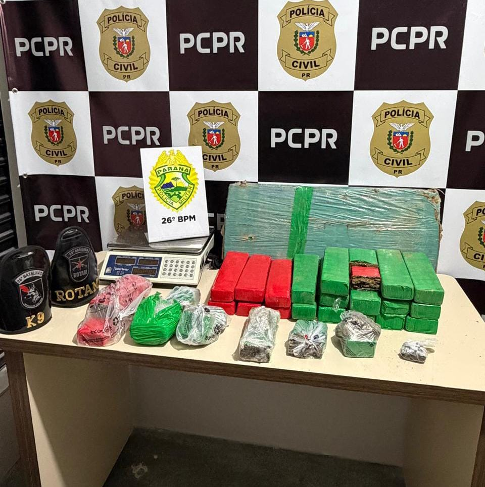 PMPR prende quatro pessoas e apreende mais de 25 quilos de maconha em Telêmaco Borba