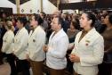 Policiais militares são abençoados durante Missa de Ação de Graças em comemoração aos 165 anos da PM