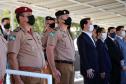 No aniversário de 166 anos da PM, novas viaturas e formatura de soldados marcam solenidade na APMG, em São José dos Pinhais (PR)