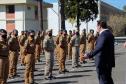 No aniversário de 166 anos da PM, novas viaturas e formatura de soldados marcam solenidade na APMG, em São José dos Pinhais (PR)