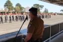 Alunos do 1º ano do CFO recebem as boas vindas do Comandante-Geral da Corporação na APMG, em São José dos Pinhais (PR)