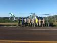 Helicóptero da PM auxilia no combate a incêndio em Ilha Grande