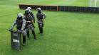 Companhia de Choque faz treinamento no estádio Couto Pereira, em Curitiba