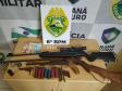 Em Cascavel (PR), PM prende quatro homens e apreende duas espingardas, droga e recupera um carro