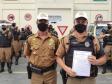 Policiais militares do BPTran são homenageados pelo profissionalismo aplicado no atendimento de ocorrência de tráfico na Capital