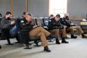 Policiais da Diretoria de Desenvolvimento Tecnológico e Qualidade (DDTQ) recebem treinamento para trabalhar em altura em Curitiba