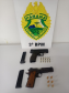 No Sudoeste do Paraná, Polícia Militar apreende duas armas de fogo e encaminha suspeito de furto, em ocorrências separadas