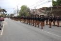 Tropas da Polícia Militar participam do desfile cívico-militar alusivo ao Dia da Independência. 