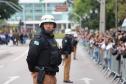 Tropas da Polícia Militar participam do desfile cívico-militar alusivo ao Dia da Independência. 