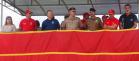 Da esquerda para direita: Cel. QOBM Fabio Mariano de Oliveira Comandante do Corpo de Bombeiros / Cel. QOPM Élio de Oliveira Manoel Secretário Chefe da Casa Militar e Coordenador Geral do Verão Paraná / Cwl. QOPM Maurício Tortato Comandante geral da polícia Militar / Cel. QOPM Chehade Elias Geha Comandante do 6º CRPM