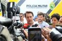 O governador Carlos Massa Ratinho Jr entregou nesta sexta(22) novas viaturas, aparelhos etolométricos e coletes balísticos às unidades da Polícia Militar que pertencem ao 2 Comando Regional - Londrina e região. Londrina,22/02/2019 Foto:Jaelson Lucas / ANPr