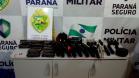 Nove armas de fogo e mais de 1,1 mil munições são encontradas pela PM em ônibus de viagem em Cascavel