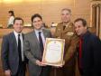 Curitiba, 19 de junho de 2019. Alto Comando da PMPR recebe homenagem na Camera municipal de Curitiba. Foto: Cel Pericles recebe homenagem das demais autoridades.