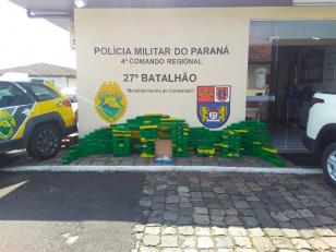 Em União da Vitória (PR), PM prende quatro pessoas e apreende 290 quilos de maconha