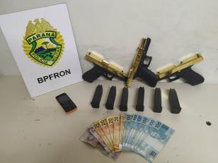 BPFRON apreende armas, carregadores e dinheiro, em Foz do Iguaçu (PR).