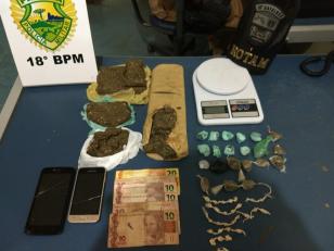 PM encaminha três homens e apreende quase dois quilos de maconha em Santa Cecília, no Norte Pioneiro do estado