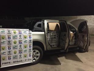 BPAmb-FV apreende caminhonete carregada com 50 caixas de cigarros durante ação da Operação Esforço Integrado