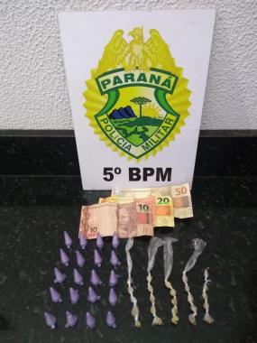 Em Londrina, PM apreende mais de 100 buchas de cocaína em duas abordagens distintas