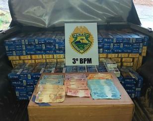 PM prende homem e apreende mais de 300 maços de cigarros e mais de R$ 11 mil em Palmas (PR)