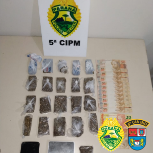 Em Cianorte, PM apreende R$ 500,00 em notas falsas e meio quilo de maconha