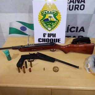 Em Cascavel (PR), PM apreende duas armas de fogo e munições após denúncia anônima