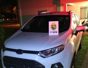 No Noroeste do estado, PM recupera carro roubado no mesmo dia