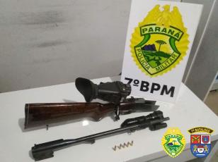 Em Rondon, PM apreende arma de fogo e encaminha um homem pela prática de caça ilegal